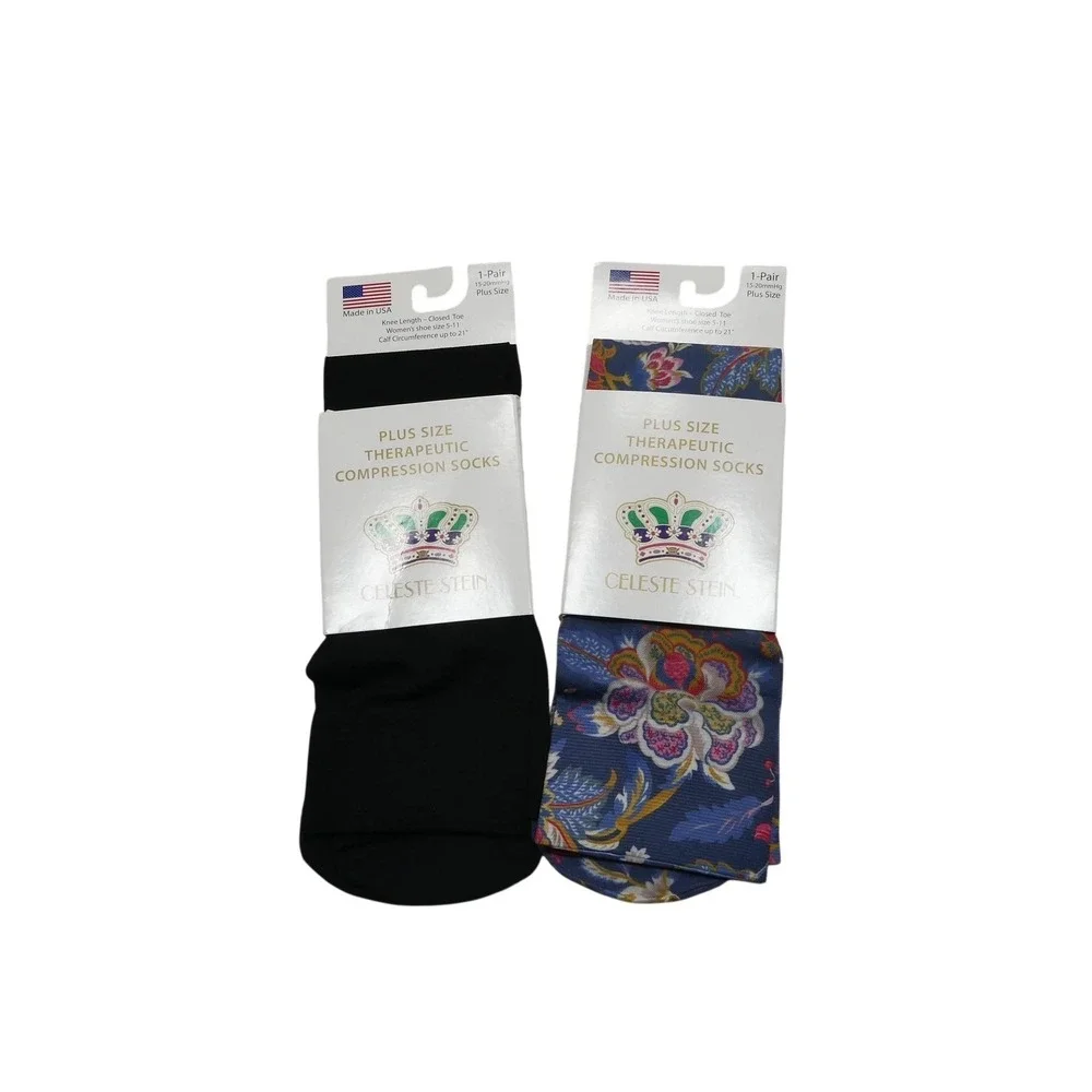 Celeste Stein Therapeutic Compression‎ Socks Womens One Size Multicolor 2 Pair
